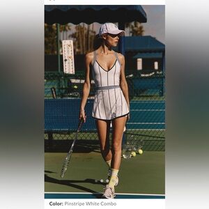 FP Movement by Free People Pinstripe White Combo Cool On The Court One Piece